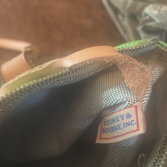 Dooney & Bourke Lime Green Coated Canvas Signature Print Satchel - Picture 15 of 16